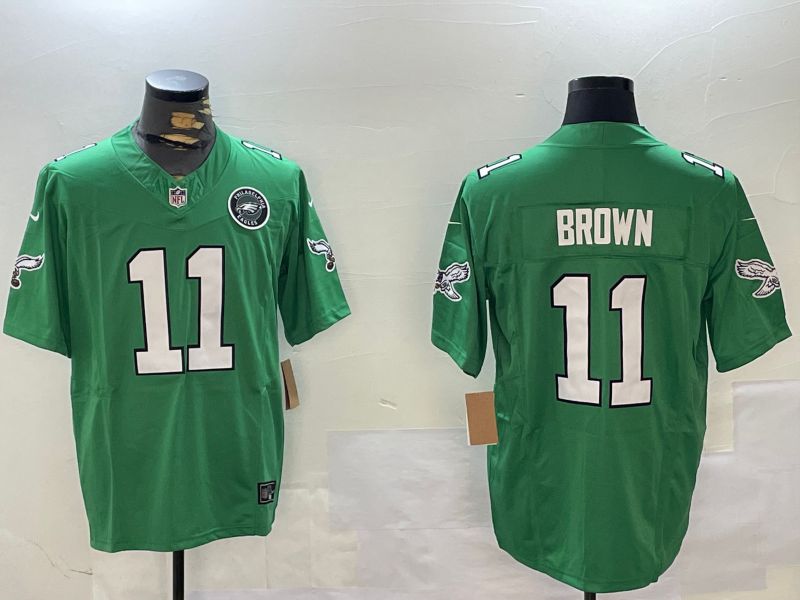 Men Philadelphia Eagles #11 Brown Green Throwback 2024 Nike Vapor Limited NFL Jersey style 2->->